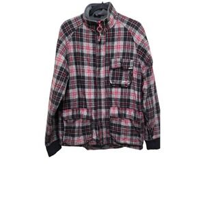 Kavu Men's Plaid Skater Utility Jacket Fleece Lining Black/Gray/Red Size Medium